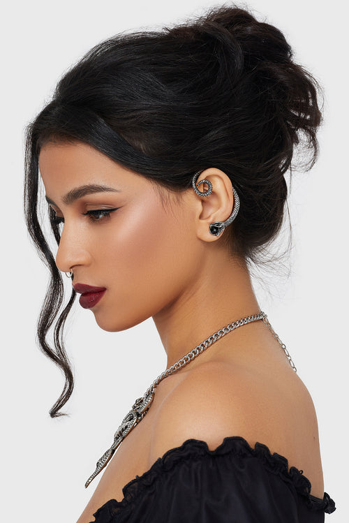 Killstar Snake Venom Ear Climber Earring Silver