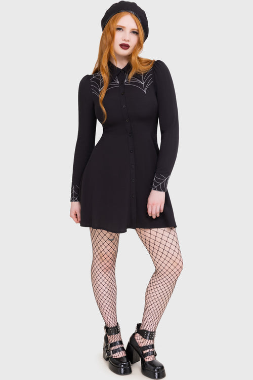 killstar Spider Swinger Dress Black