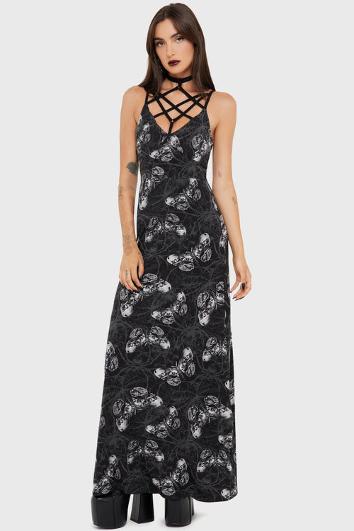 killstar Spidrasica's Web Maxi Dress Black