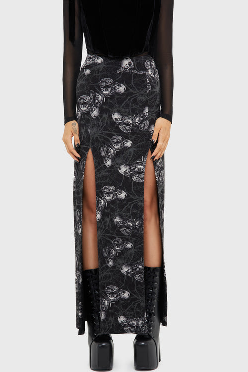 Killstar Spidrasica's Web Maxi Skirt Black