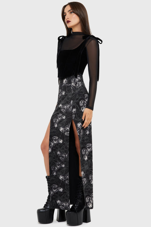 Killstar Spidrasica's Web Maxi Skirt Black