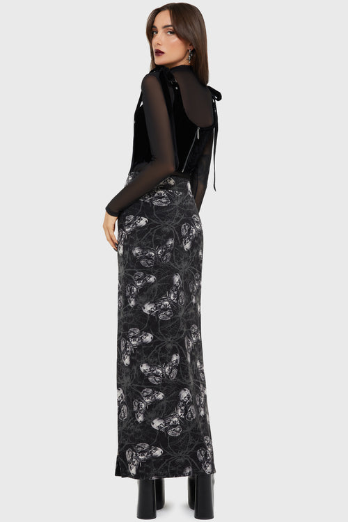 Killstar Spidrasica's Web Maxi Skirt Black