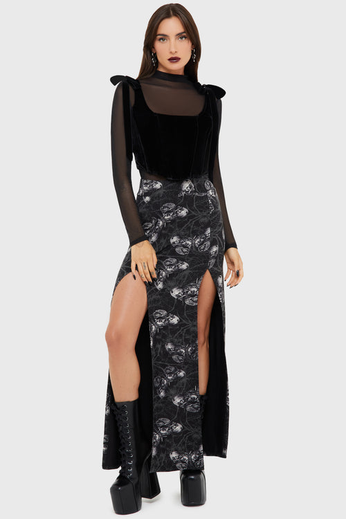 killstar Spidrasica's Web Maxi Skirt Black