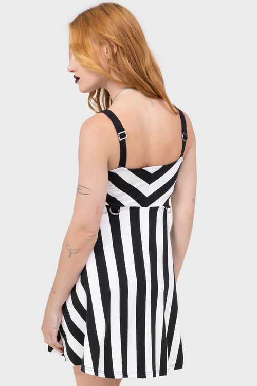 Killstar Stripe O Negative Dress Black/White