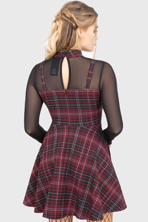Killstar Tartan Riot Dress [BURGUNDY] Burgundy