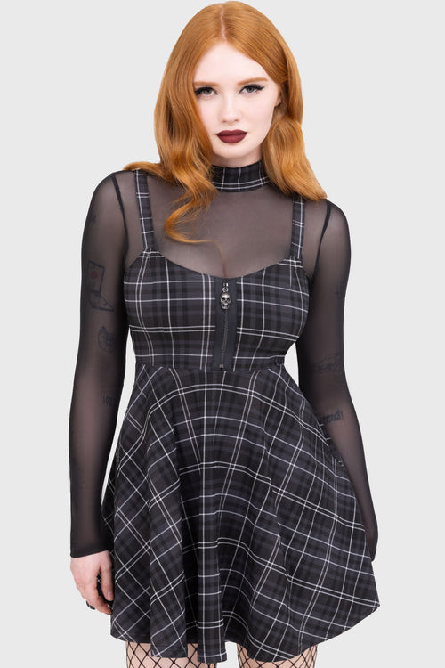 Killstar Tartan Riot Dress [GREY] Grey