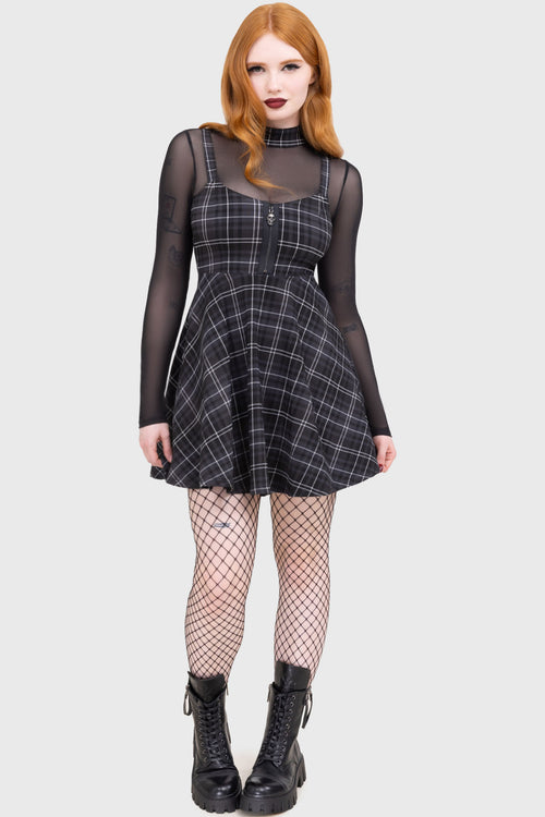 Killstar Tartan Riot Dress [GREY] Grey