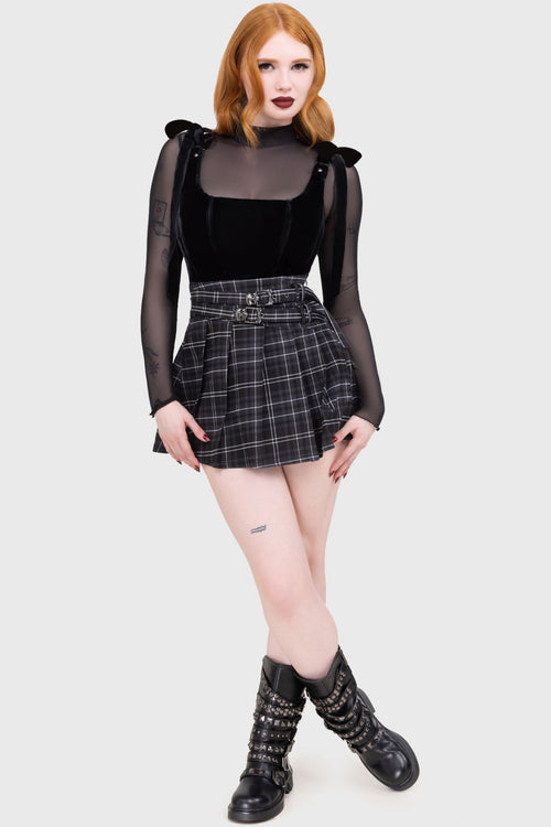Killstar Tartan Riot Skirt [GREY] Grey