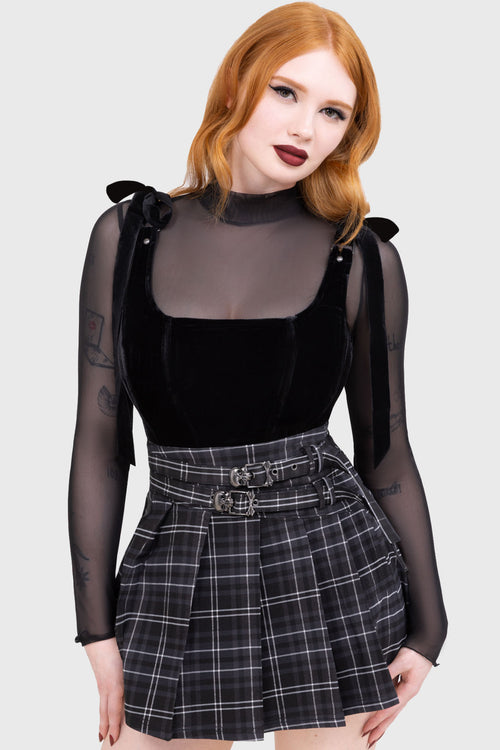 Killstar Tartan Riot Skirt [GREY] Grey