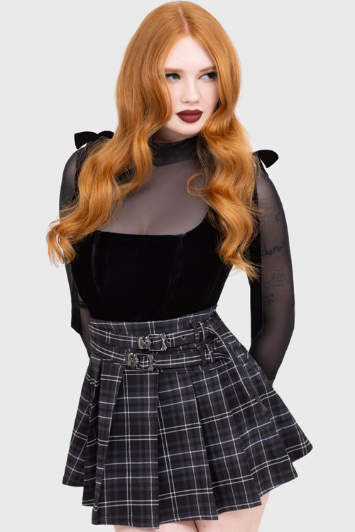 killstar Tartan Riot Skirt [GREY] Grey