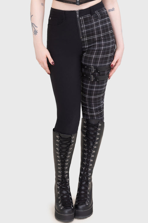 Killstar Tartan Riot Trousers [GREY] Grey