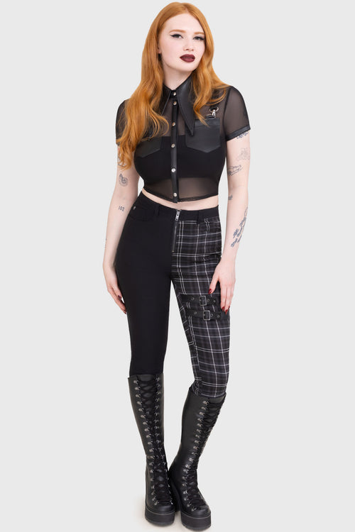Killstar Tartan Riot Trousers [GREY] Grey