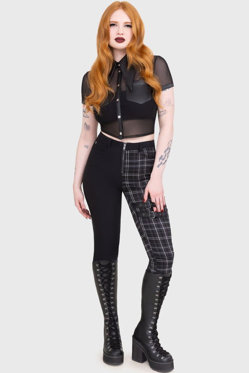 killstar Tartan Riot Trousers [GREY] Grey