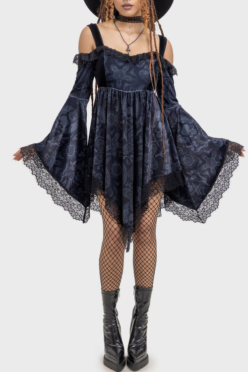 Killstar Temptation Bardot Dress Black/Grey