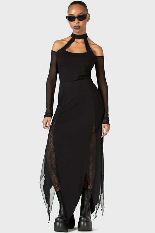 Killstar The Grimmer The Better Midi Skirt Black