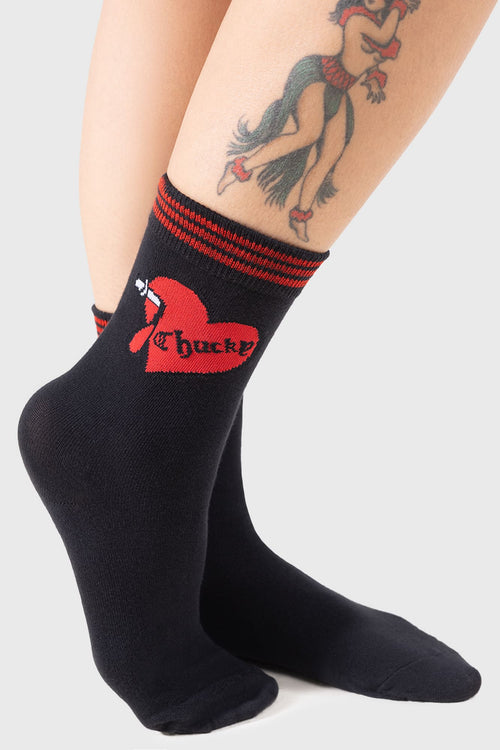 killstar The Lovers Ankle Socks Black