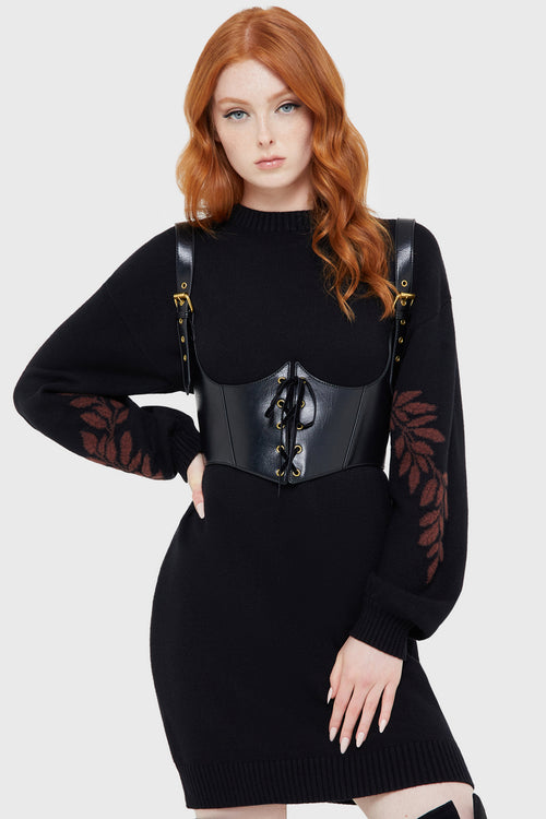 Killstar Thornwoven Sweater Dress Black