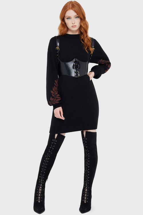 killstar Thornwoven Sweater Dress Black