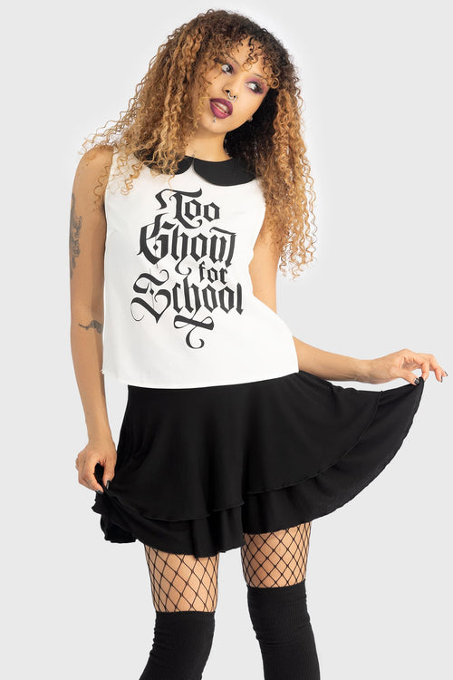 Killstar Too Ghoul For School Blouse Black/White