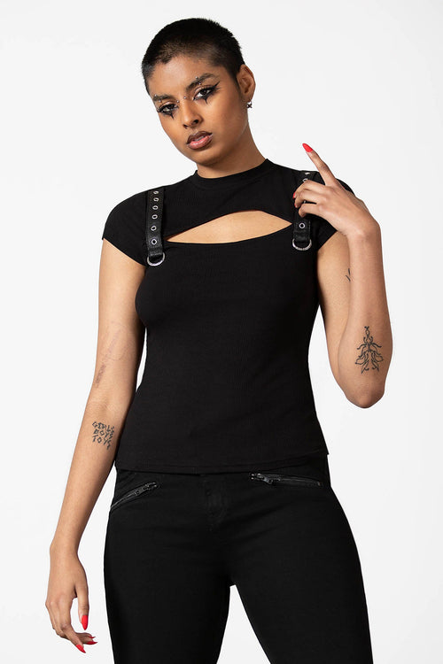 killstar Trudy Keyhole Top Black