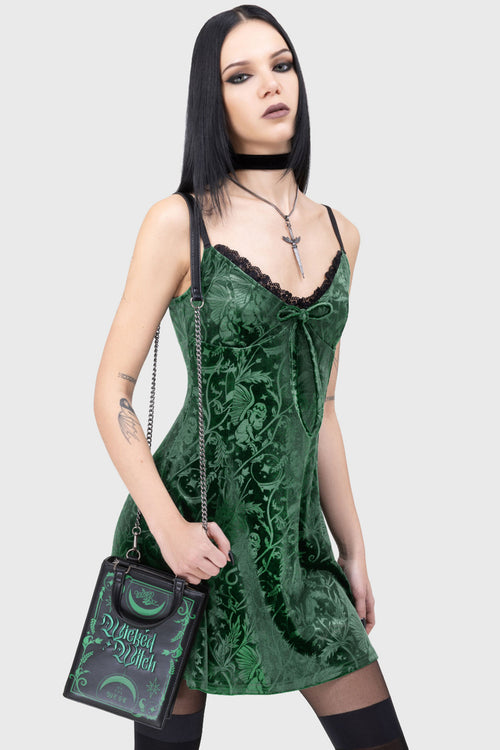 killstar Truly Wicked Book Handbag Black/Green