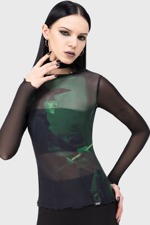killstar Truly Wicked Mesh Top Green