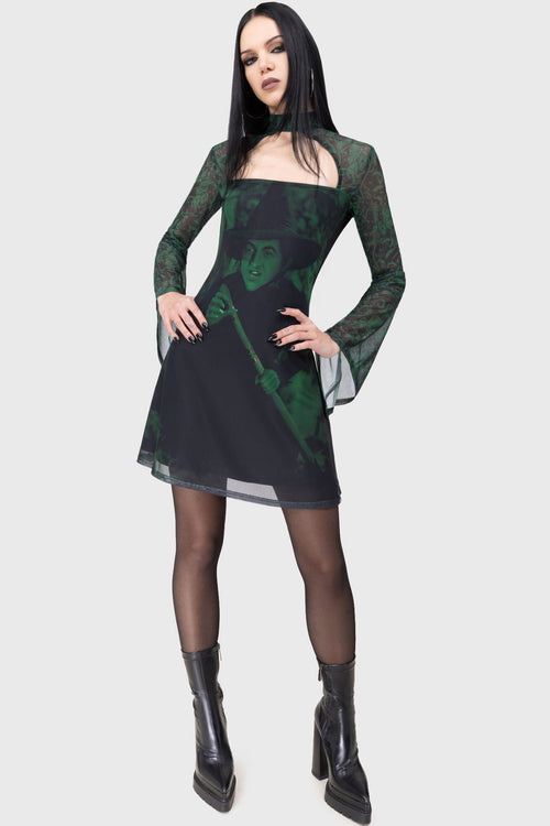 Killstar Truly Wicked Mini Dress Black/Green