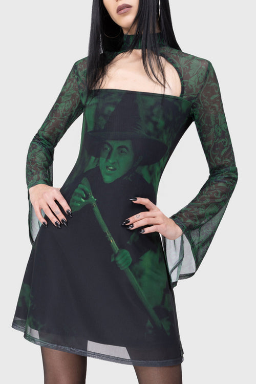 Killstar Truly Wicked Mini Dress Black/Green