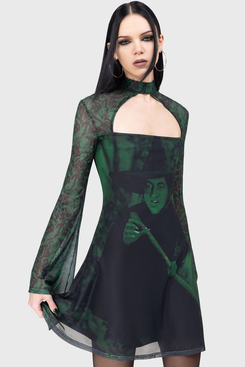 killstar Truly Wicked Mini Dress Black/Green