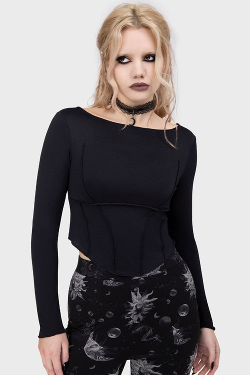 killstar Vespera Veil Top Black
