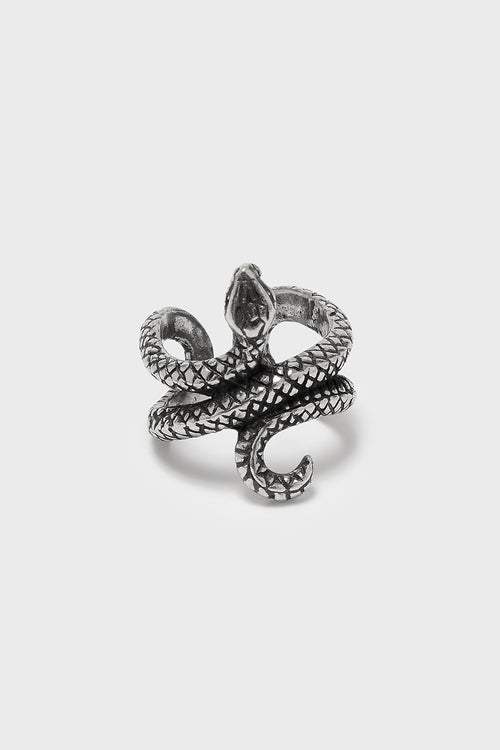 killstar Vipers Sting Adjustable Ring Silver