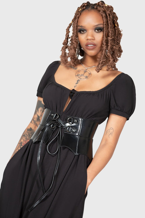 Killstar Wetland Bat Peplum Corset Black