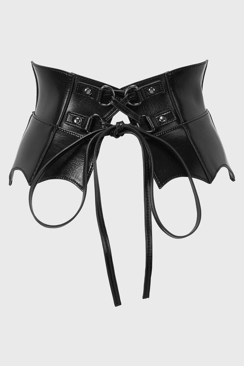 killstar Wetland Bat Peplum Corset Black