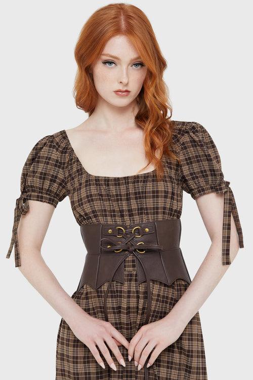Killstar Wetland Bat Peplum Corset [BROWN] Brown