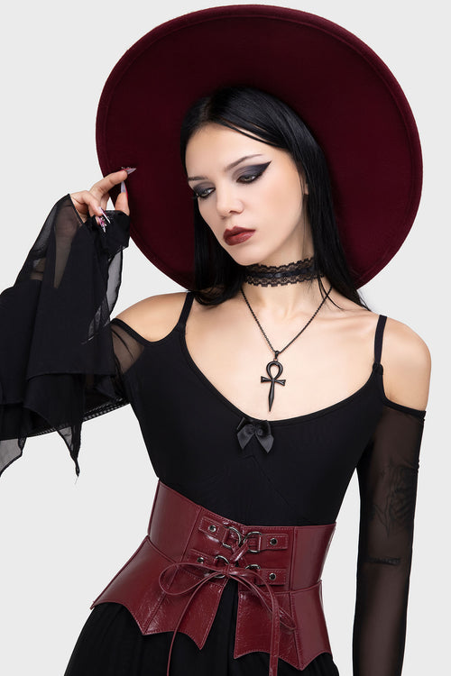 Killstar Wetland Bat Peplum Corset [Red] Red