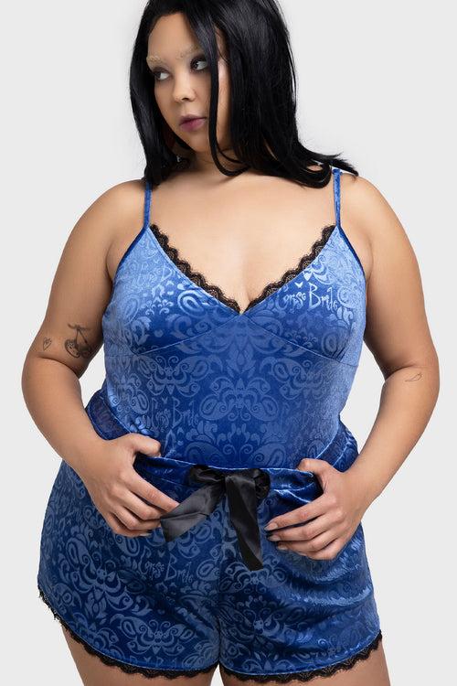 Killstar Whimsy Flutter Lounge Shorts Blue