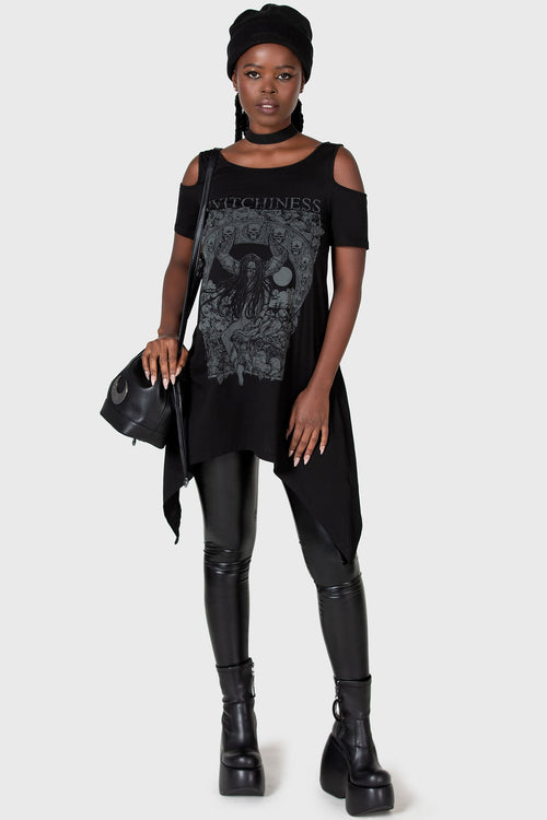 killstar Witchiness Cold Shoulder Top Black