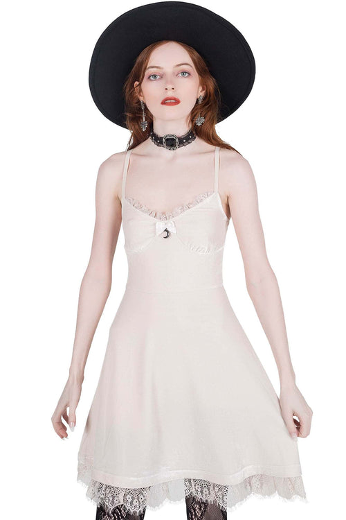 Killstar Moonstruck Velvet Skater Dress [Ivory] Ivory