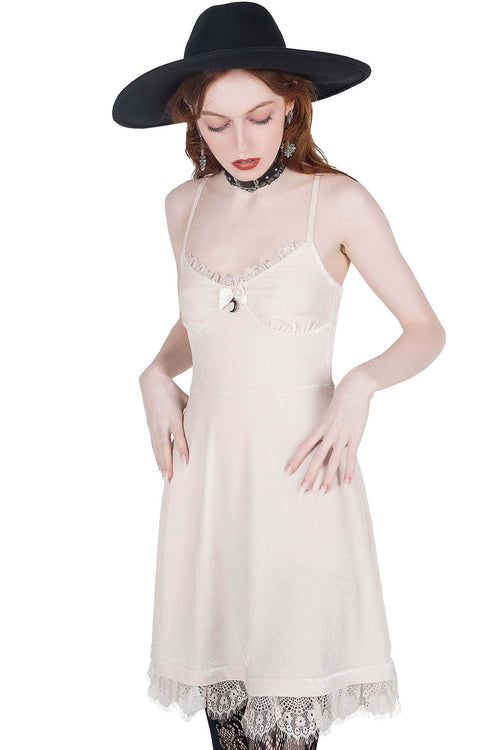 Killstar Moonstruck Velvet Skater Dress [Ivory] Ivory
