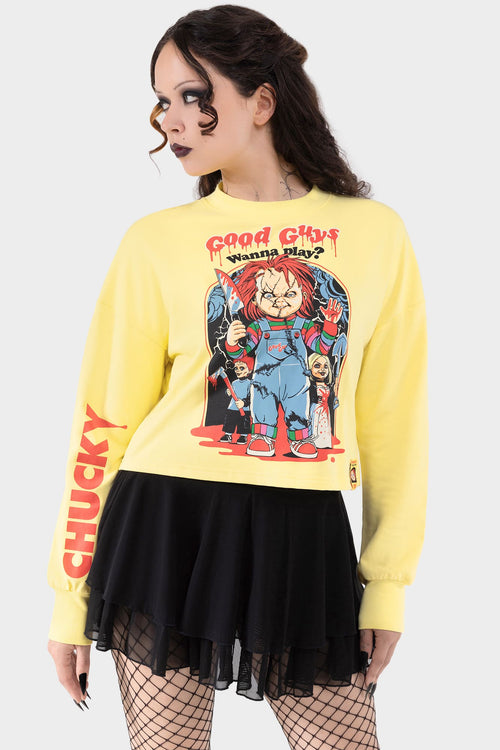 killstar My Friends Call Me Chucky Sweatshirt Yellow
