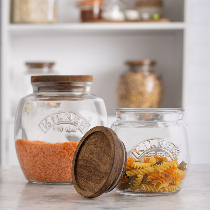 Kilner Jars With Wooden Lid Set Of 2 (28.7oz 67.6oz)