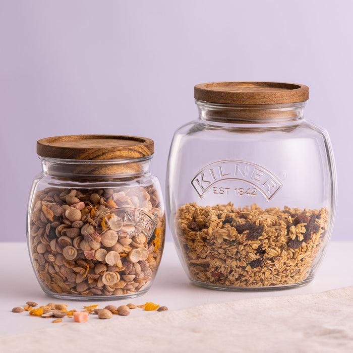 Kilner Jars With Wooden Lid Set Of 2 (28.7oz 67.6oz)
