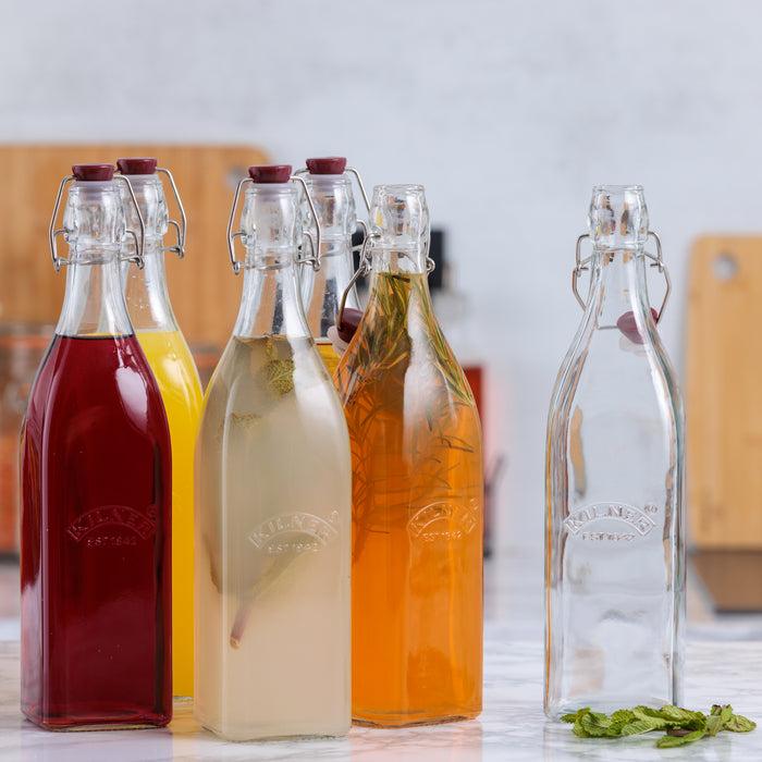 Kilner Square Clip Top Bottles 34oz-Set Of 6