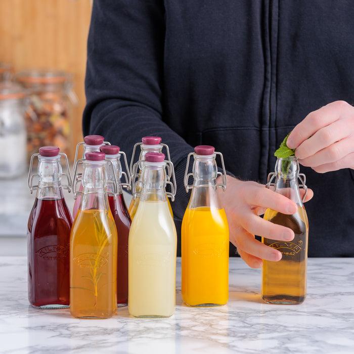 Kilner Square Clip Top Bottles-9oz-Set Of 8