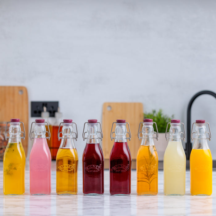 Kilner Square Clip Top Bottles-9oz-Set Of 8