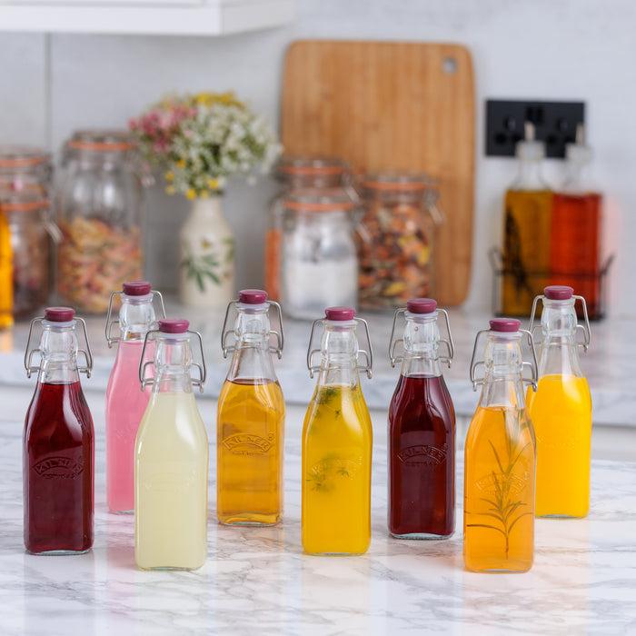 Kilner Square Clip Top Bottles-9oz-Set Of 8