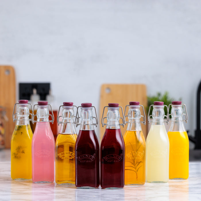 kilner Square Clip Top Bottles-9oz-Set of 8