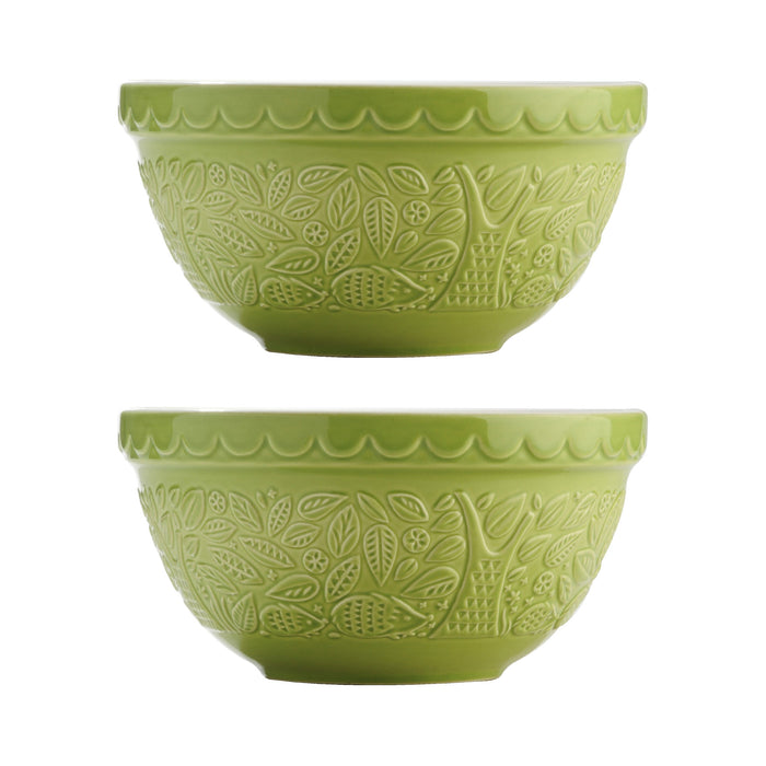 kilner Mason Cash In the Forest Set of 2 Hedgehog Green S30 Mixing Bowls