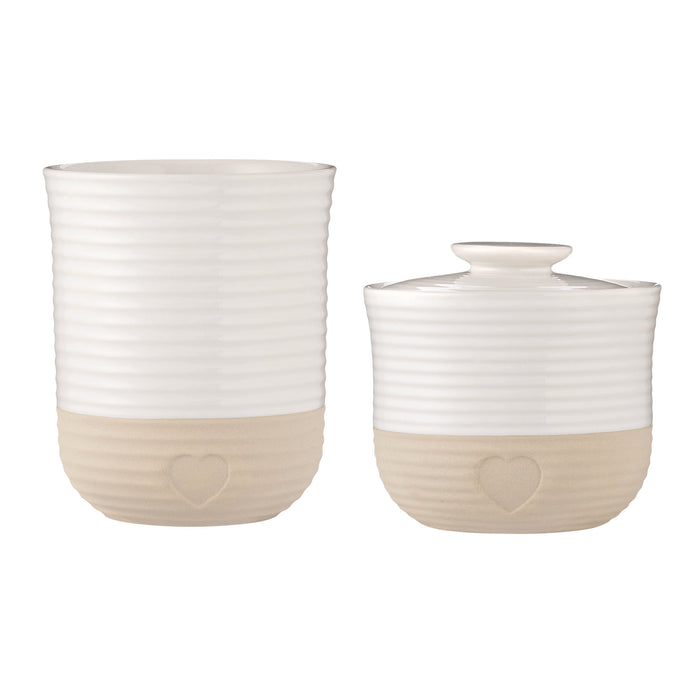 Kilner Mason Cash Rustic Charm Set Of 2 Storage Jar And Utensil Holder