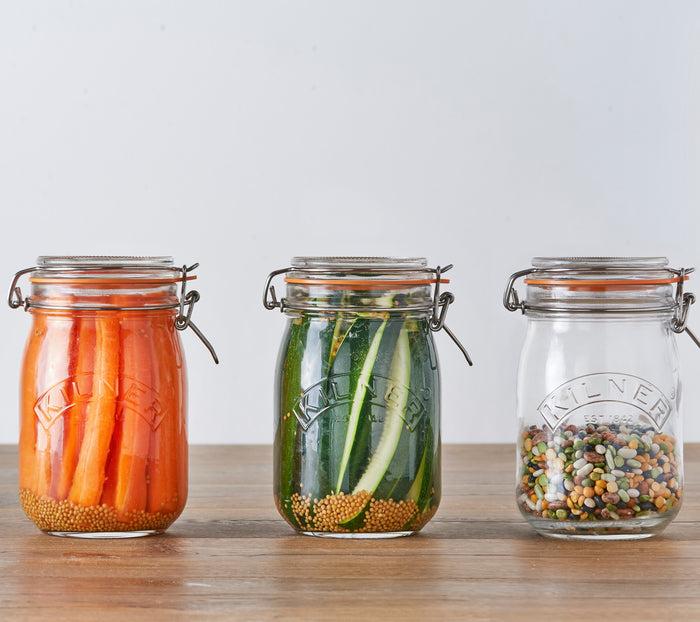 Kilner Round Clip Top Jars-Set Of 4 (2pcs 34oz 2 Pcs 51oz)